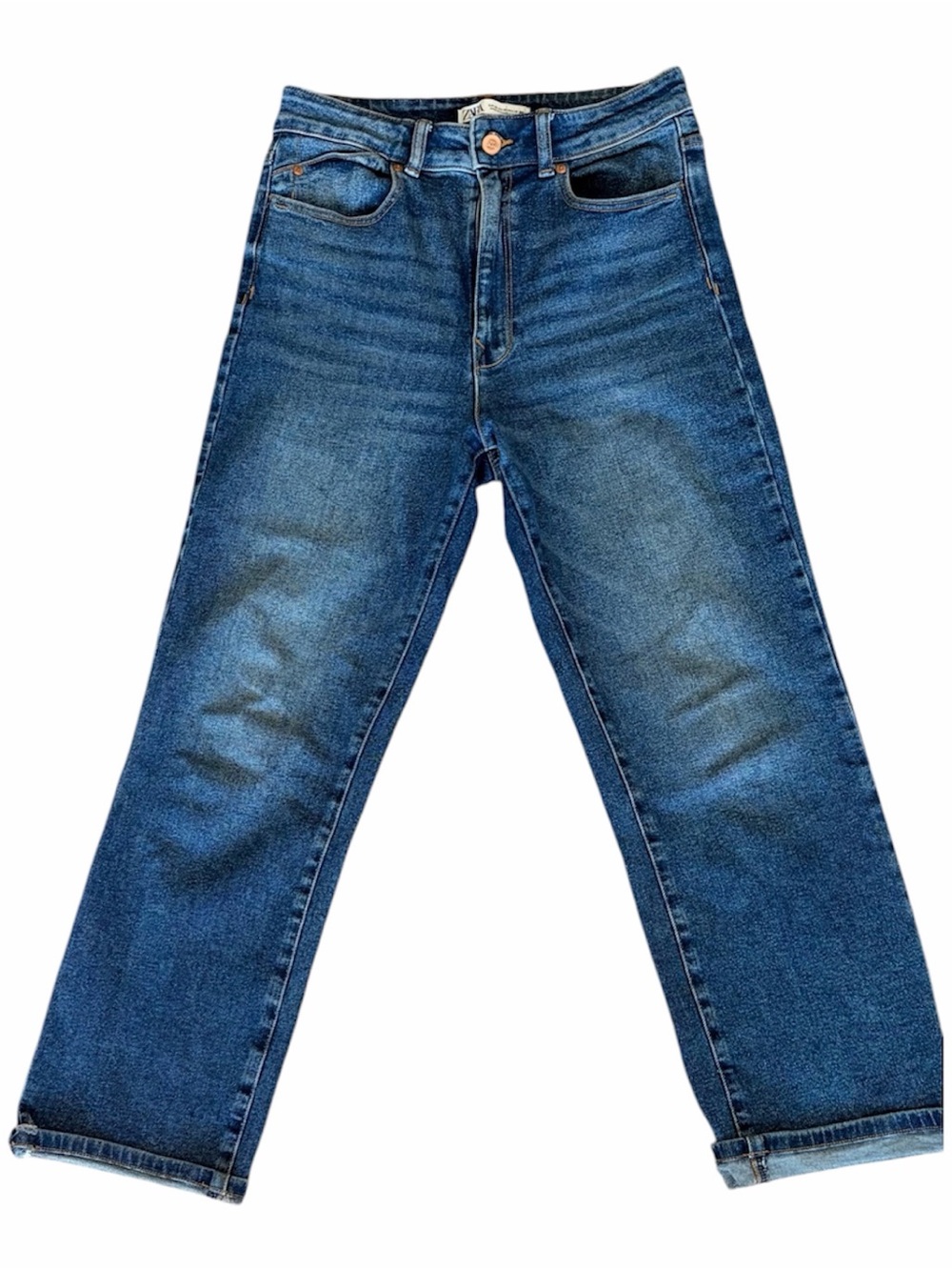 ZARA Cropped Straight Leg Jeans Women’s Size 6 EUR 38 Medium Wash Denim